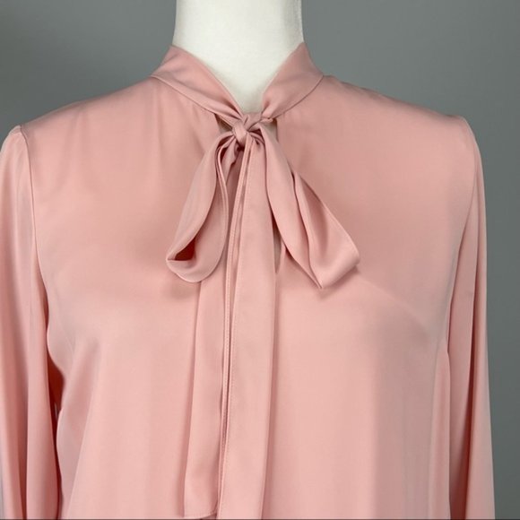 Amanda Uprichard Womens Long Sleeve Blouson Mini Dress Pink Tie Neck size XS - Picture 4 of 11